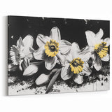 Monochrome Daffodil Wall Art | Black and Yellow Botanical Flower Print