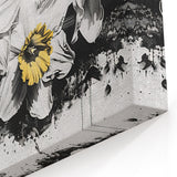 Monochrome Daffodil Wall Art | Black and Yellow Botanical Flower Print