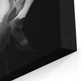 Elegant Black and White Tropical Flower Art | Botanical Floral Wall Decor