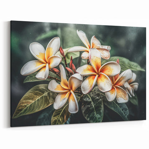 Tropical Plumeria Floral Art - Elegant Botanical Wall Decor Print