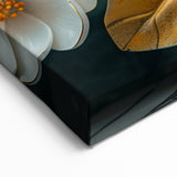 Luxurious White Floral Art - Gold Accented Botanical Wall Decor Print