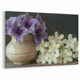 Rustic Purple and White Floral Art - Elegant Botanical Wall Decor
