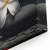 Serene White Flower with Zen Stones - Minimalist Botanical Wall Art