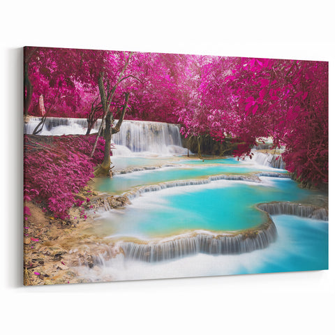 Laos Landscape Prints – Mesmerizing Laos Waterfalls and Pink Forest Art