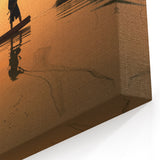 Laos Scenery Canvas – Traditional Fishermen at Sunset, Serene Wall Art