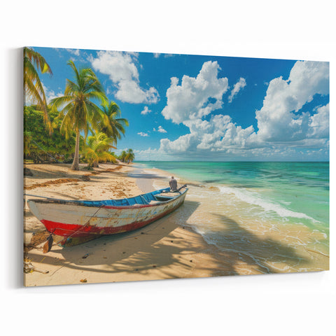 Antigua Beach Canvas Art – Caribbean Coastal Print for Tropical Decor