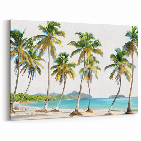 Scenic Antigua Posters – Caribbean Island Palm Tree Coastal Wall Art