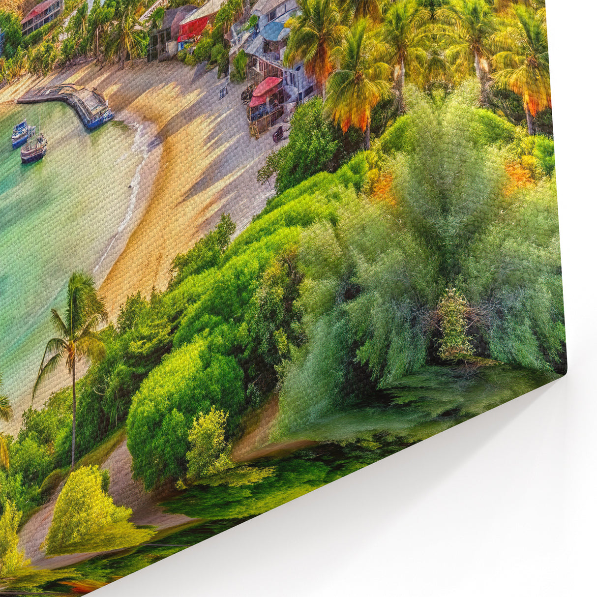 Antigua Island Artwork – Caribbean Scenic Bay and Coastal Village Print