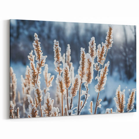 Frost-Covered Plants in Winter Sun | Nature Close-Up Wall Art Photography