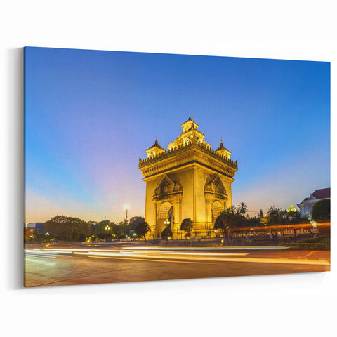 Patuxai Architecture Print – Laos Victory Gate at Dusk, Laos Landmark Art