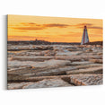 Sunset Lighthouse on Frozen Coast - Prince Edward Island Canvas Art