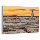 Sunset Lighthouse on Frozen Coast - Prince Edward Island Canvas Art