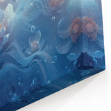 Dreamy Flowers in Blue Water | Nature-Inspired Close-Up Wall Art Decor