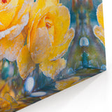 Chilled Beauty of Frosted Yellow Roses – Winter Wall Art on Canvas