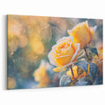 Winter Frost on Yellow Roses – Frozen Nature Close Up Wall Art