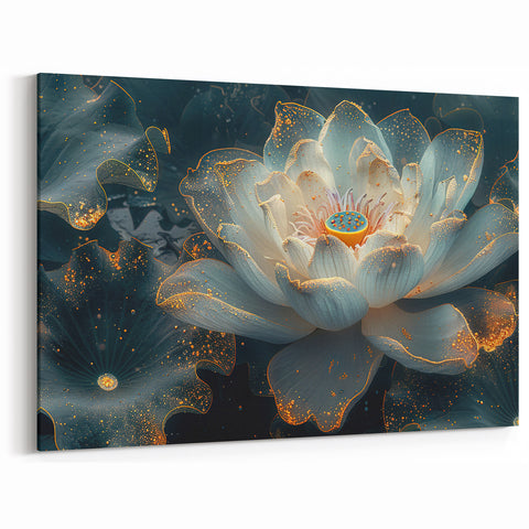 Botanical Water Lily Painting - Luxurious Floral Wall Decor Art