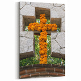 Quintana Roo Wall Art – Floral Cross Canvas in Vibrant Mexican Design