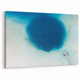 Quintana Roo Wall Art – Deep Blue Lagoon Canvas with Pier View