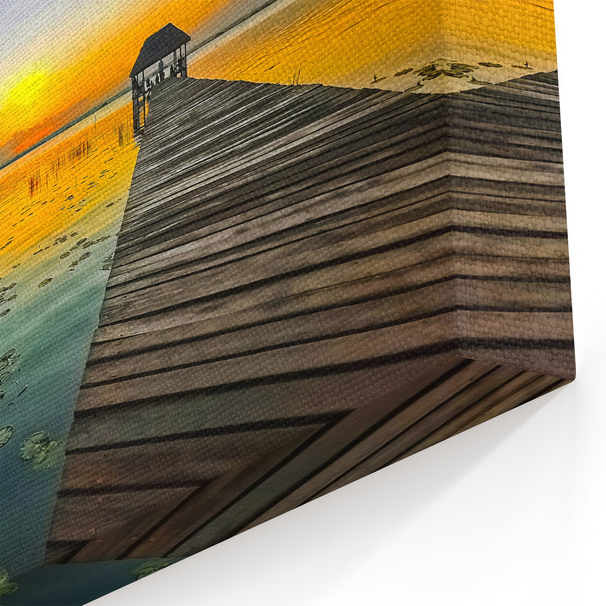 Quintana Roo Wall Art – Sunset Pier Canvas with Peaceful Lagoon View