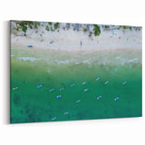 Quintana Roo Wall Art – Beach and Boats Canvas with Aerial View