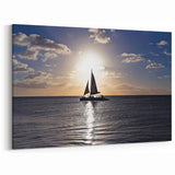 Caribbean Beach Art – Sailboat at Sunset on Scenic Aruba Canvas Print