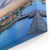 Dutch Caribbean Art – Vibrant Aerial View of Aruba’s Coastal Town