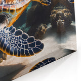 Aruba Coastal Art – Sea Turtle Swimming Among Coral Reefs in Clear Water