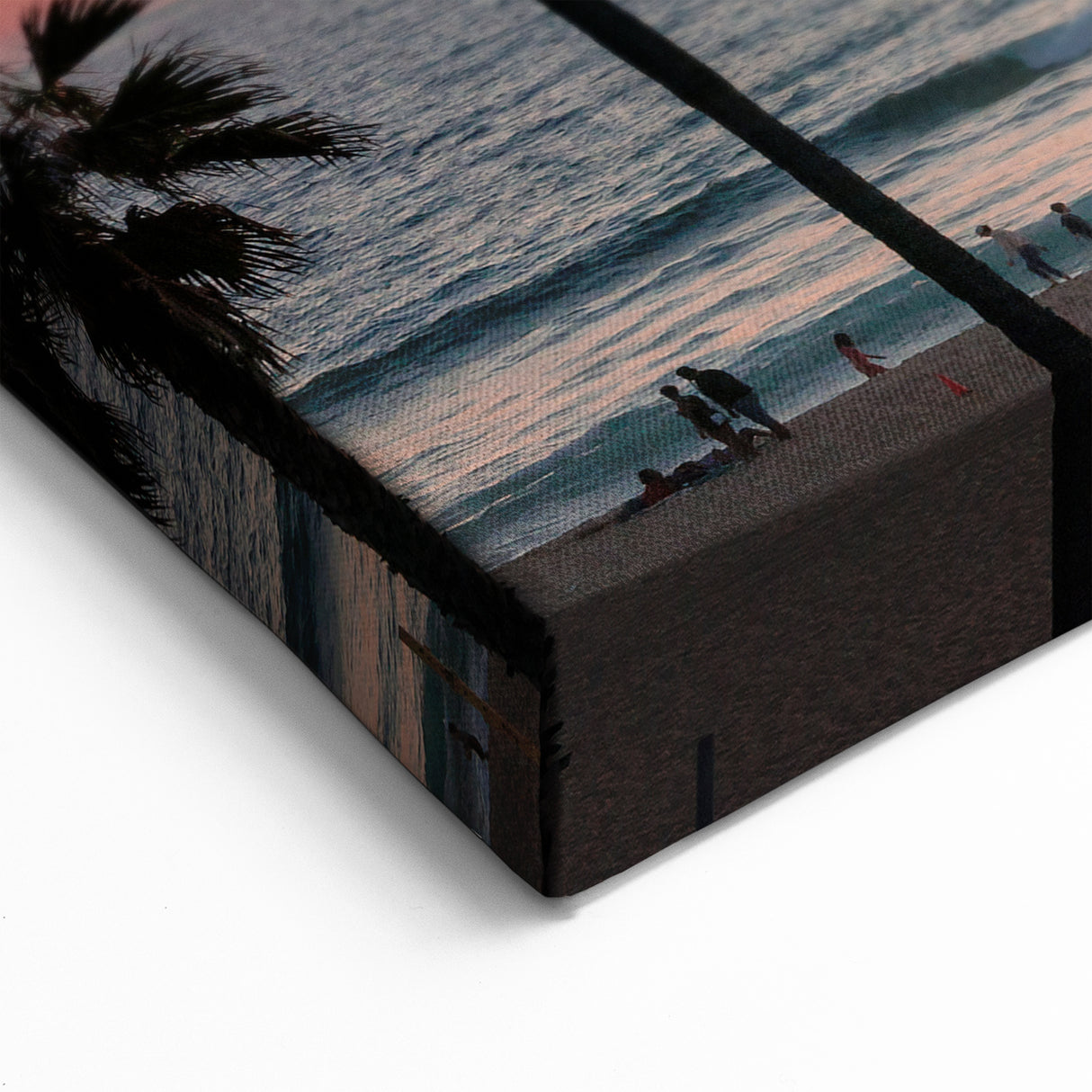 Tropical Island Canvas Prints - Sunset Pier Scene with Palm Trees in Bahamas