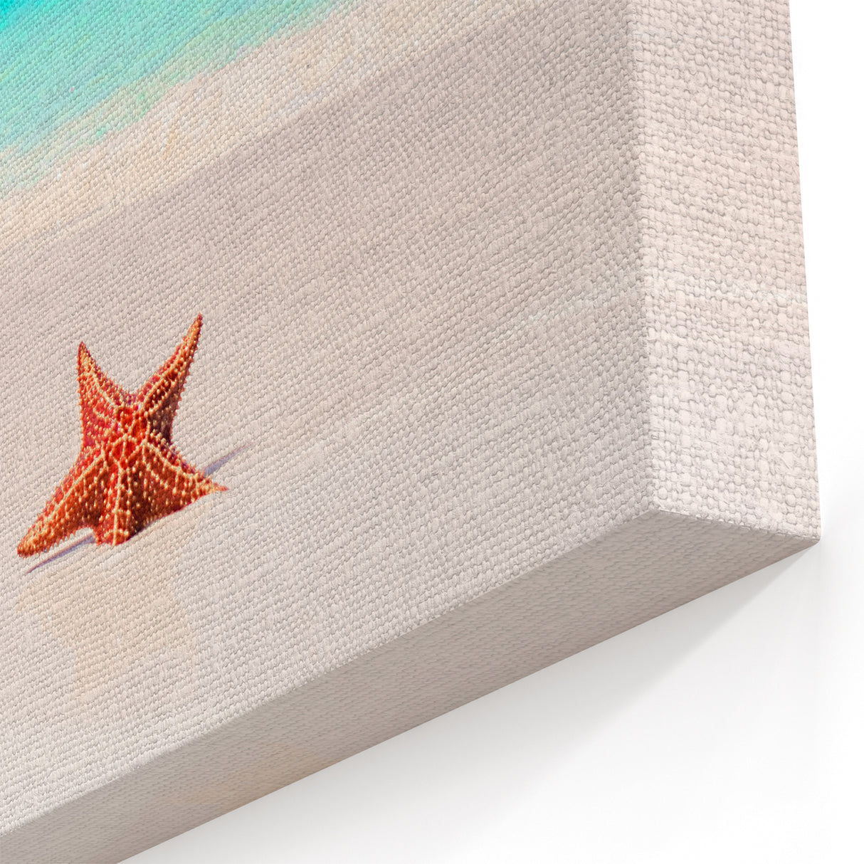 Bahamas Beach Paintings - Starfish on Turquoise Water Shoreline Canvas Art