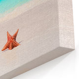 Bahamas Beach Paintings - Starfish on Turquoise Water Shoreline Canvas Art