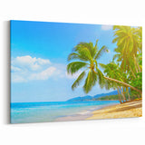Paradise Landscape Art - Tropical Beach Scene with Palm Trees in Bahamas