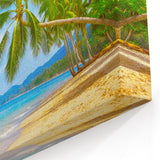 Paradise Landscape Art - Tropical Beach Scene with Palm Trees in Bahamas