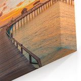 Bahamas Beach Paintings - Sunset Overwater Pier with Vibrant Sky Art