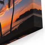 Caribbean Scenery Art - Silhouetted Palm Trees at Sunset in Bahamas