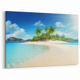 Bahamas Wall Art - Peaceful Island Beach with Palm Trees and Blue Waters