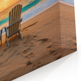 Paradise Landscape Art - Sunset Beach with Relaxing Chairs and Ocean Waves