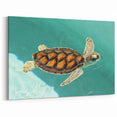 Quintana Roo Wall Art – Sea Turtle Canvas with Tropical Lagoon Scene