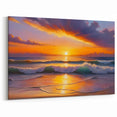Tropical Island Canvas Prints – Bahamas Sunset with Waves Wall Art