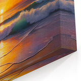 Tropical Island Canvas Prints – Bahamas Sunset with Waves Wall Art