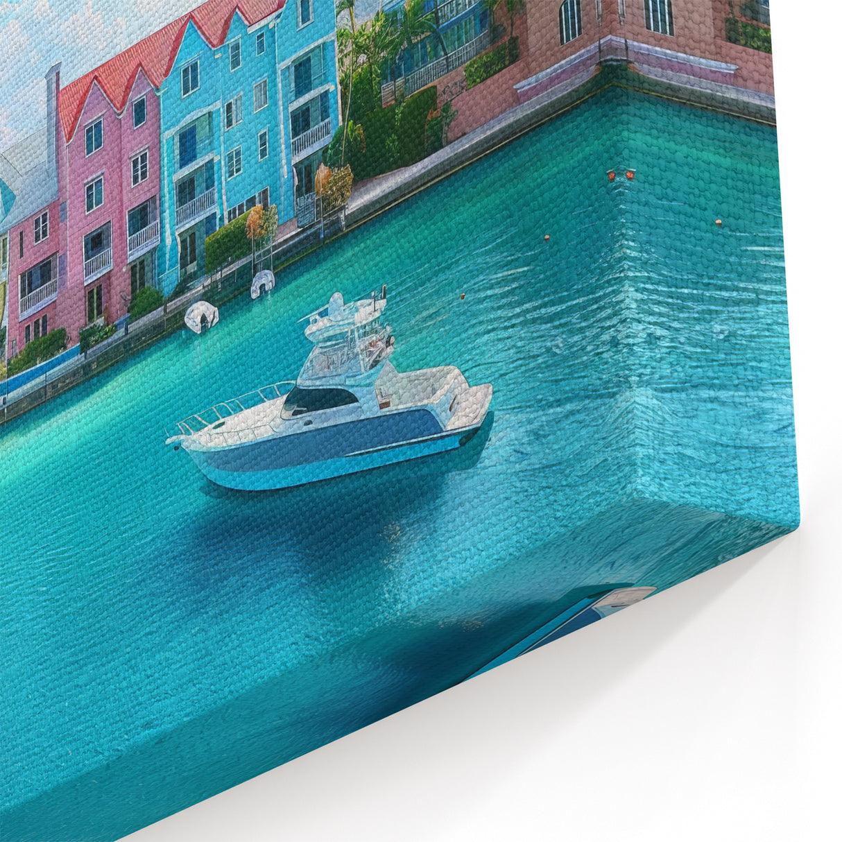 Bahamas Wall Art – Vibrant Coastal Town with Turquoise Waters