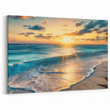 Paradise Landscape Art – Bahamas Sunset with Waves for Coastal Decor