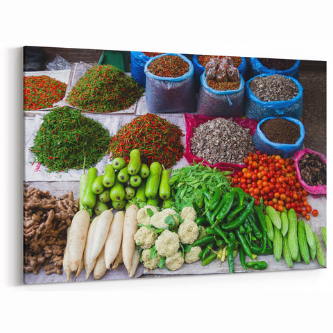 Laos Market Vegetables and Spices - Vibrant Photography Print