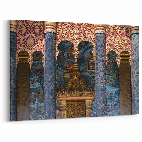 Laos Temple Wall Art - Intricate Decorative Architecture Photography Print