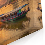 Sunset Over Mekong River - Scenic Laos Boat Ride Photography Print