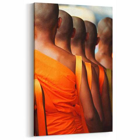 Monks in Orange Robes - Laos Cultural Photography Print