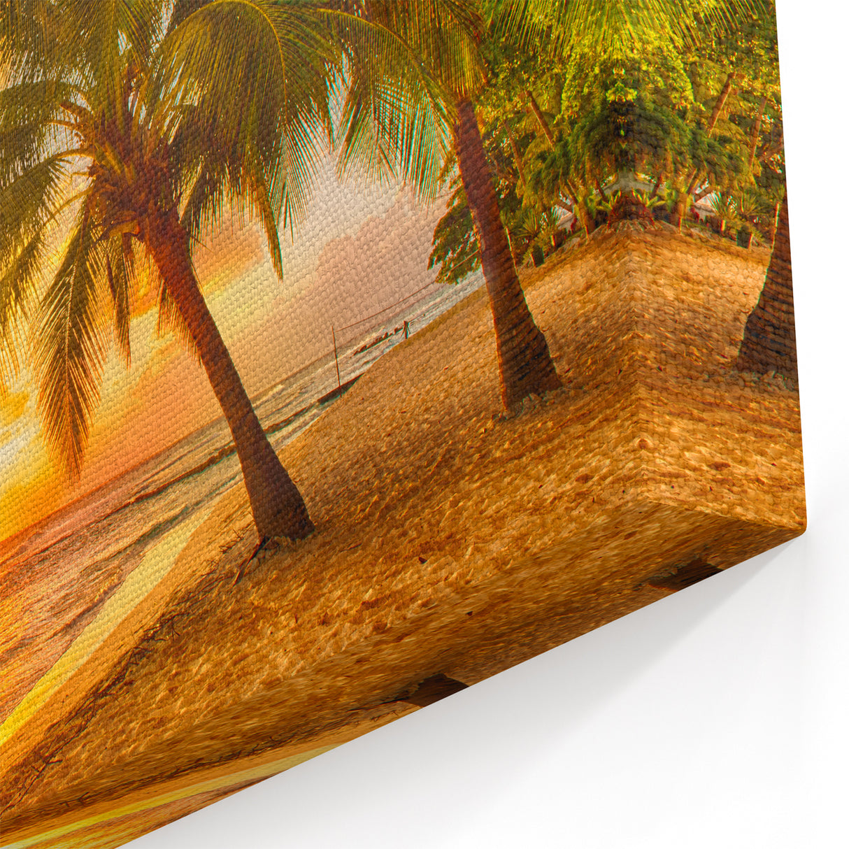 Barbados Wall Art – Sunset Beach Scene with Palm Trees, Tropical Decor