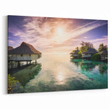 Tropical Island Prints – Overwater Bungalows at Sunset, Barbados Wall Art