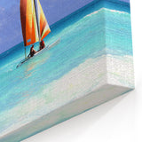 Caribbean Beach Decor – Vibrant Sailboats on Turquoise Waters, Barbados Art