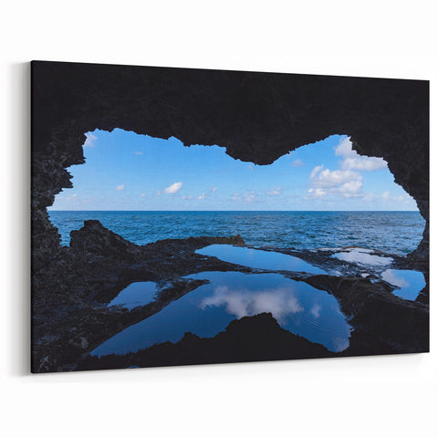 Barbados Photography Prints – Ocean View from Cave, Scenic Coastal Art