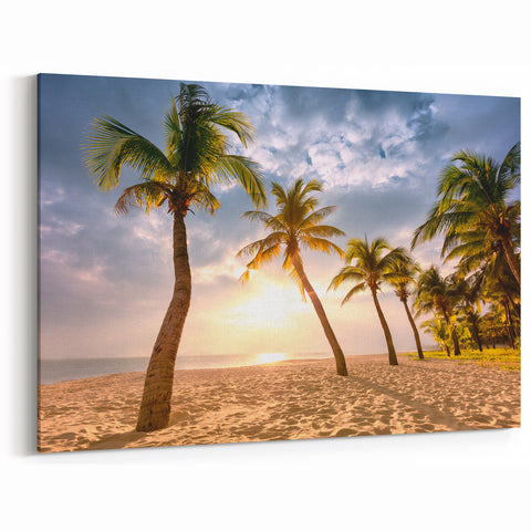 Barbados Wall Art – Sunny Beach Scene with Palm Trees, Coastal Decor